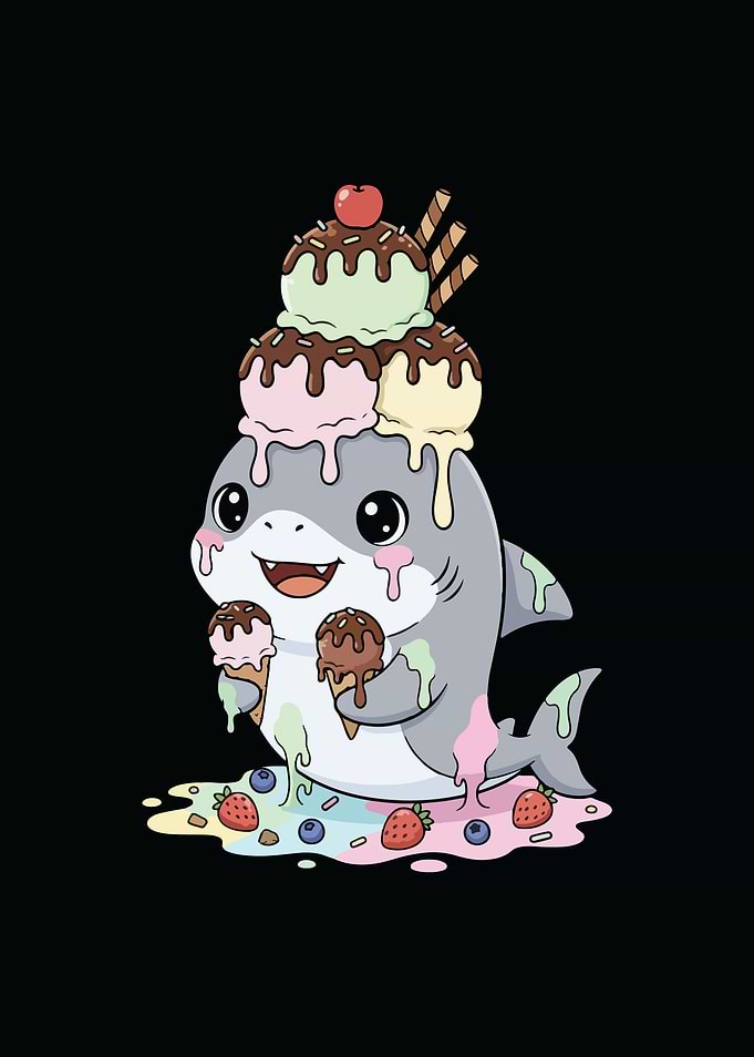 Cute Shark with Ice Cream