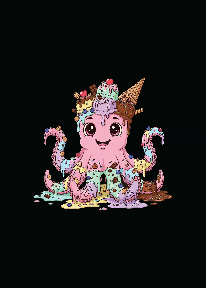 Ice Cream Octopus Cartoon