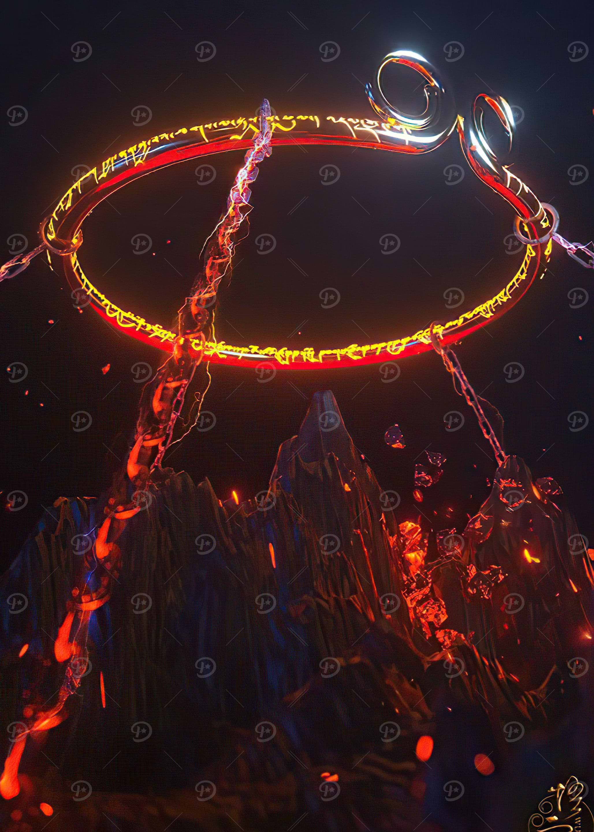 Fiery Ring Above Volcanic Landscape