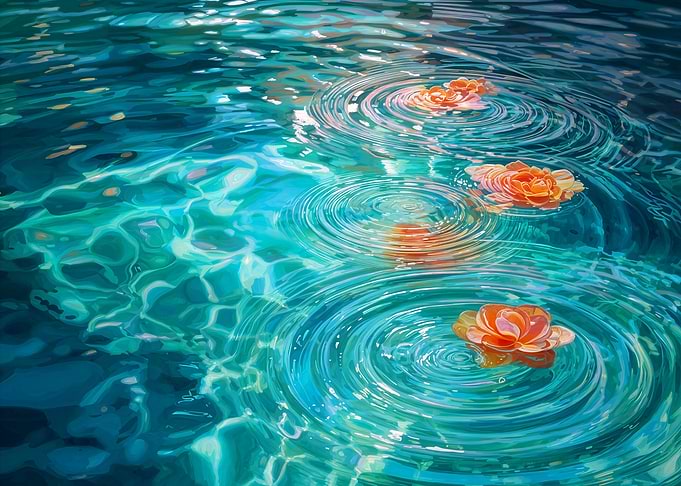Flowers Floating on Water Surface