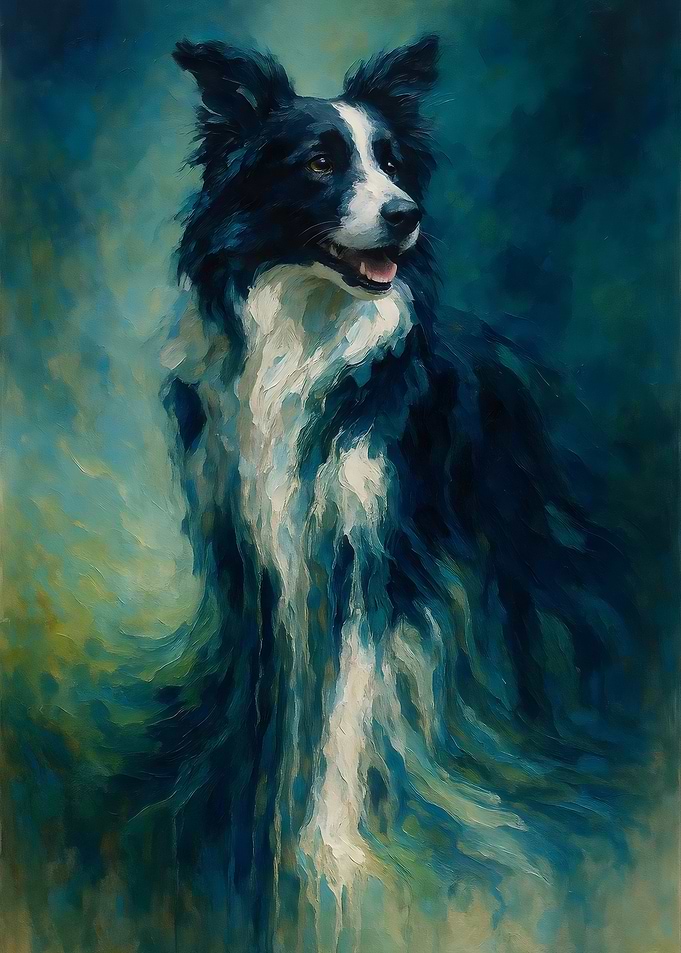Elegant Border Collie Painting