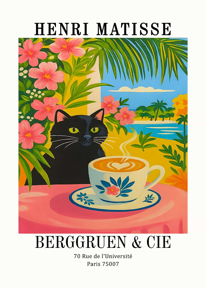 Henri Matisse Inspired Cat and Coffee