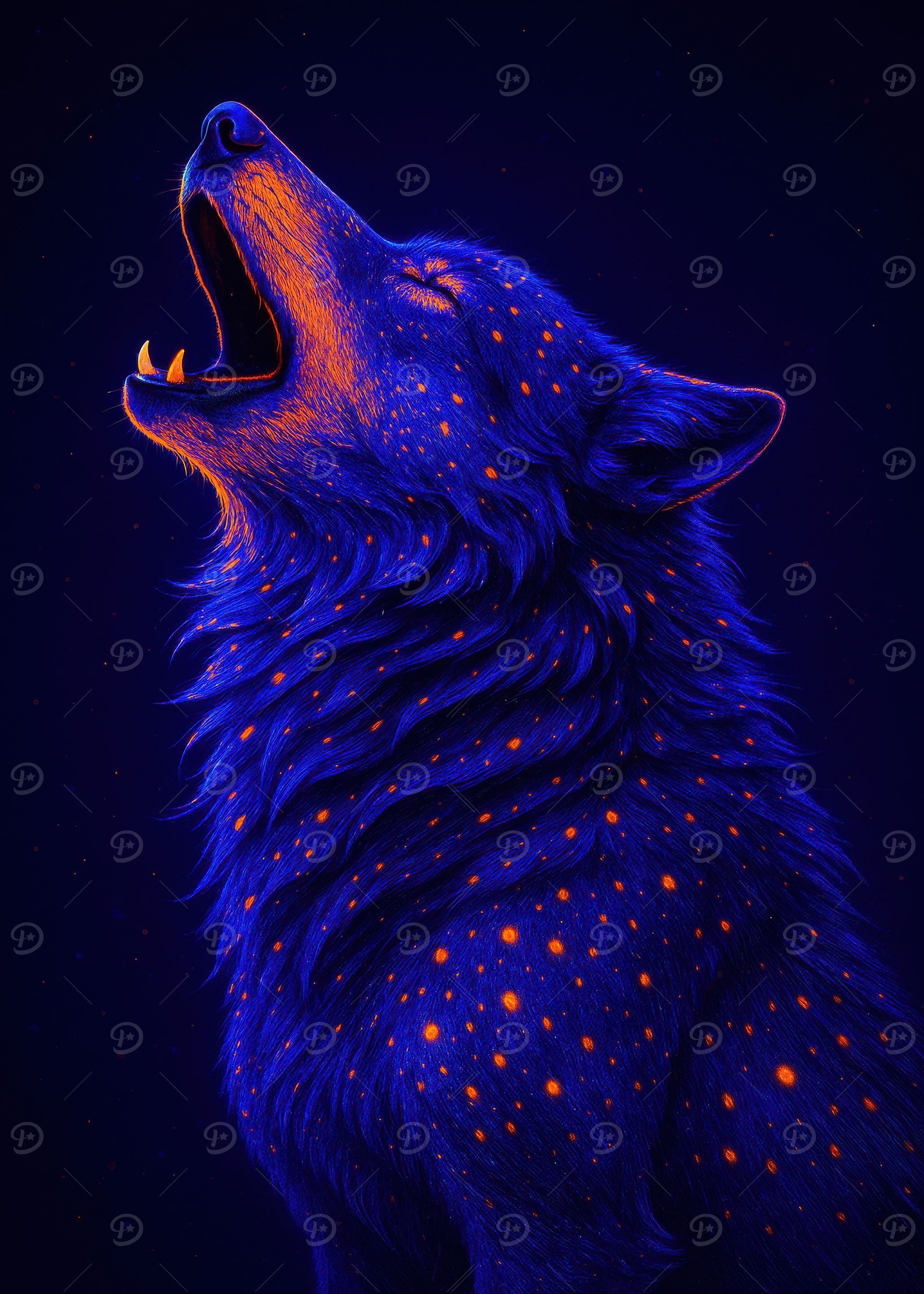Neon Wolf Howling