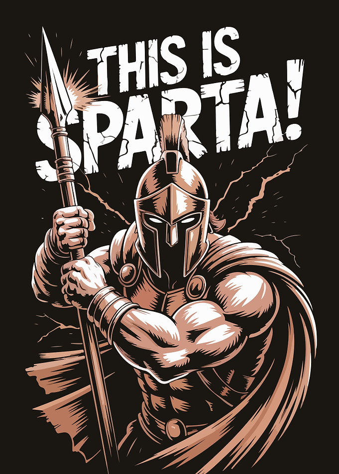 Spartan Warrior with Spear Illustration
