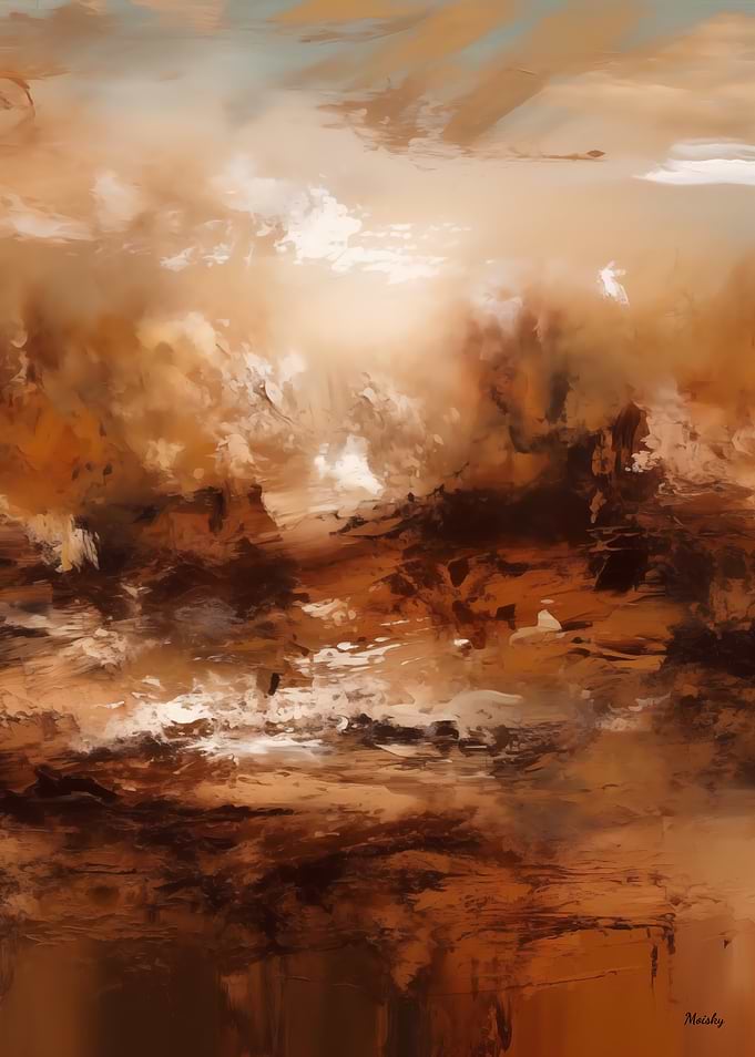 Earthbound Horizons – Abstract Expressionist Landscape in Warm Brown and Beige