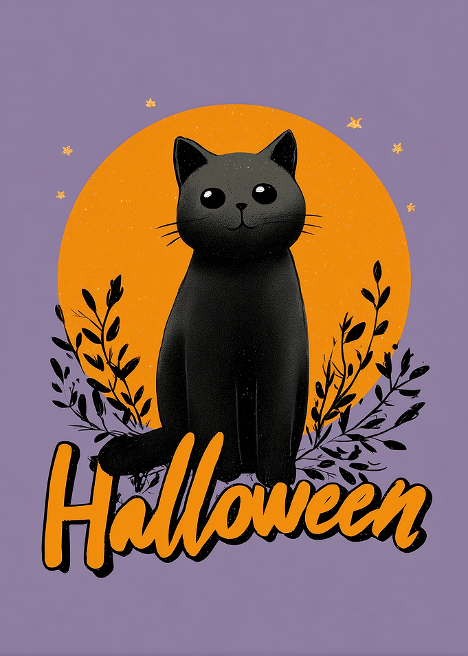 Halloween Black Cat Illustration
