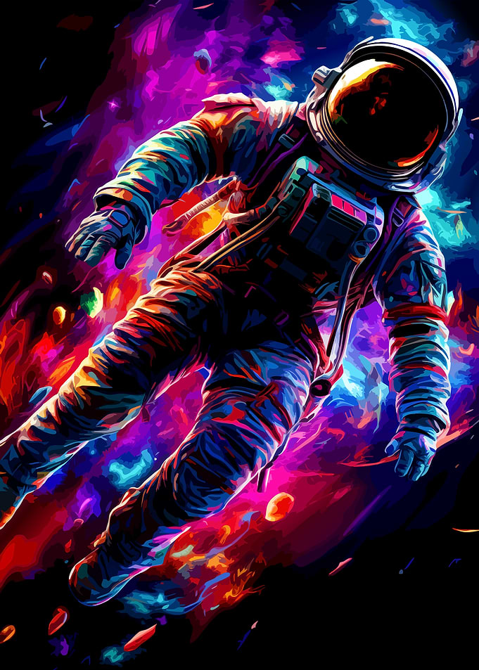 Astronaut in Colorful Space