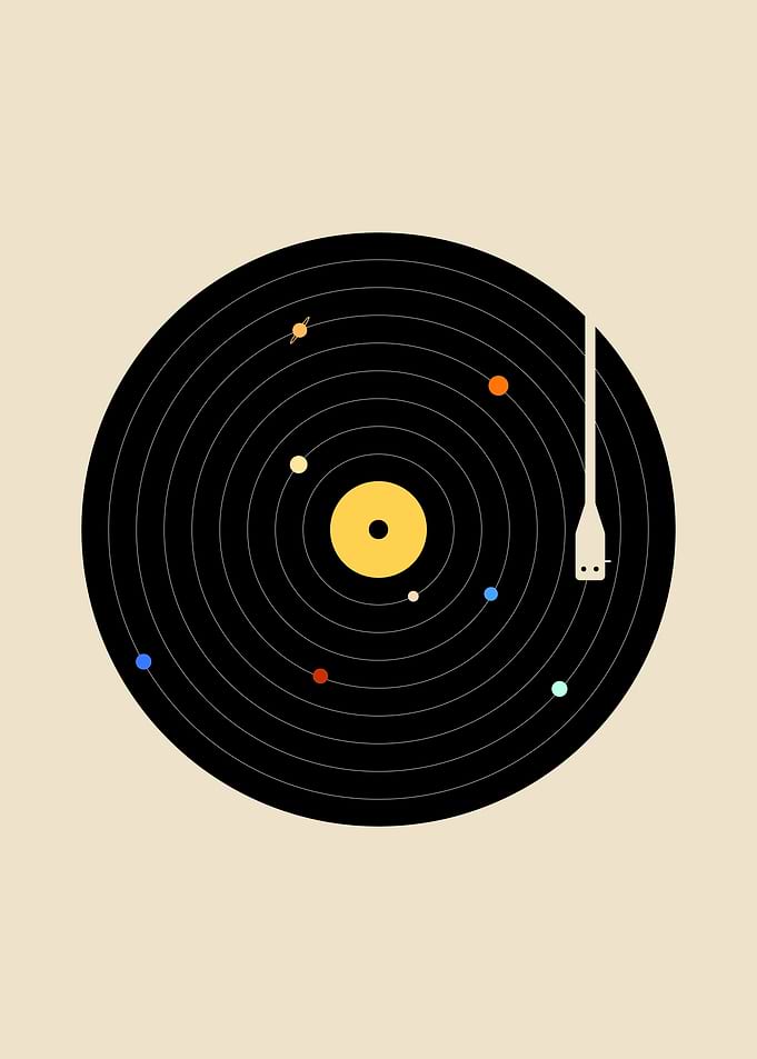 Solar System Vinyl Record Art