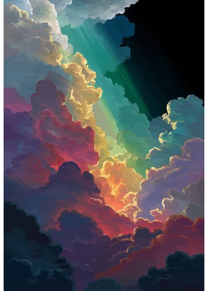 Colorful Clouds with Light Rays
