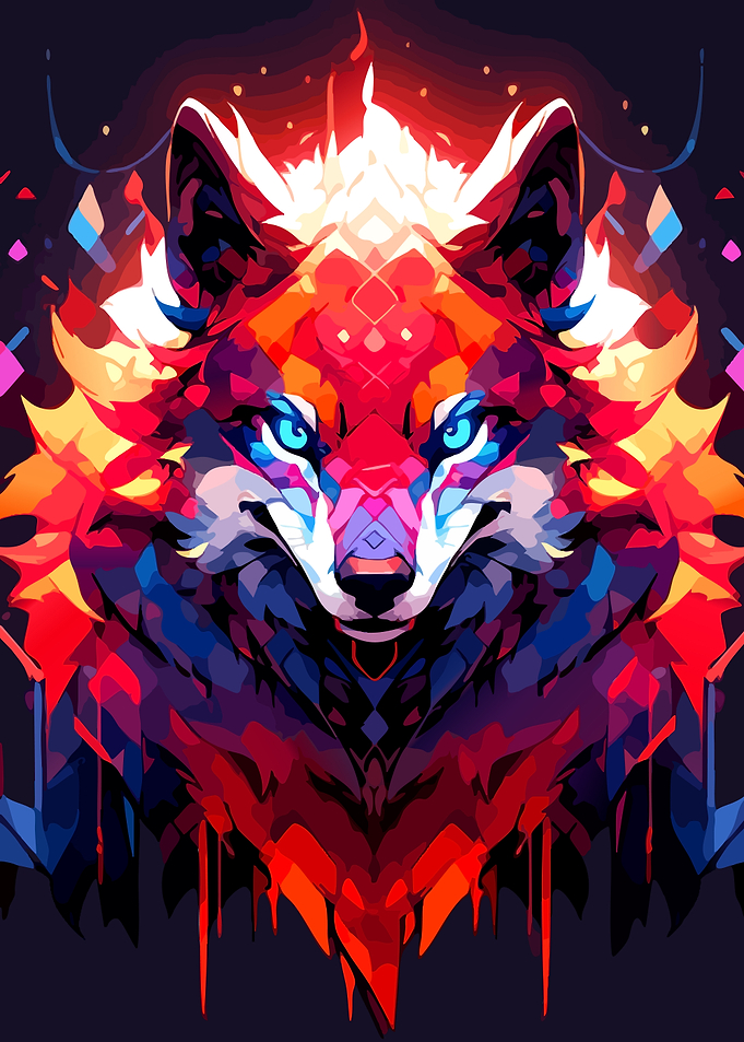 Colorful Abstract Wolf Portrait