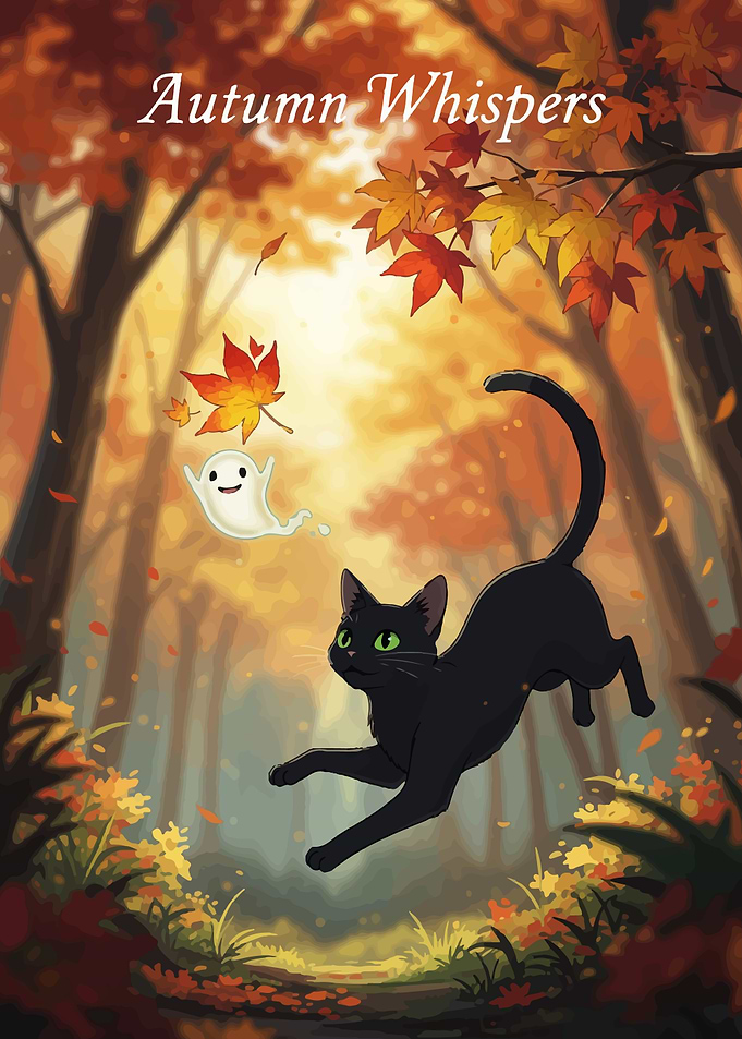 Autumn Whispers: Black Cat and Ghost