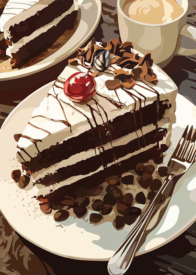 Chocolate Cake Slice with Cherry