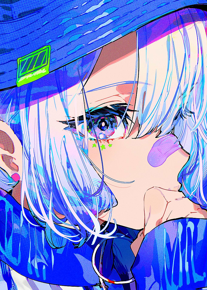 Blue Anime Girl Portrait