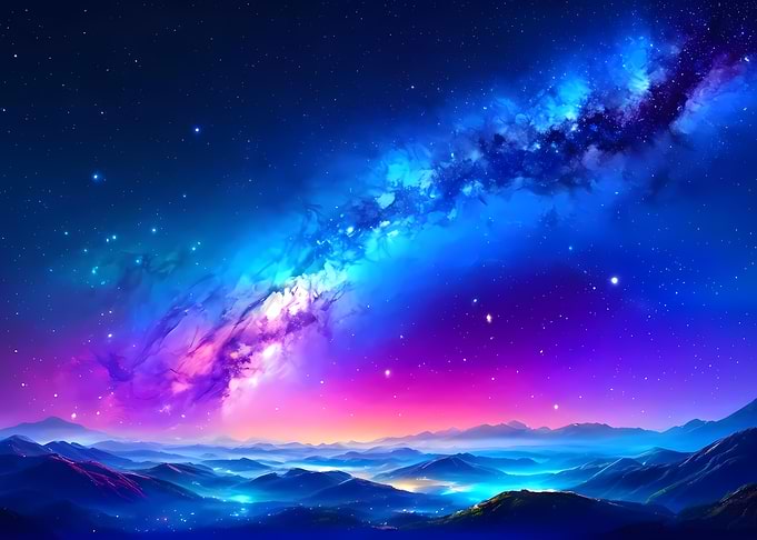 Nebula over Mountain Landscape