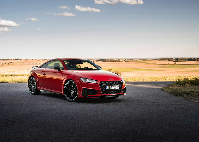Red Audi TT on Asphalt Road