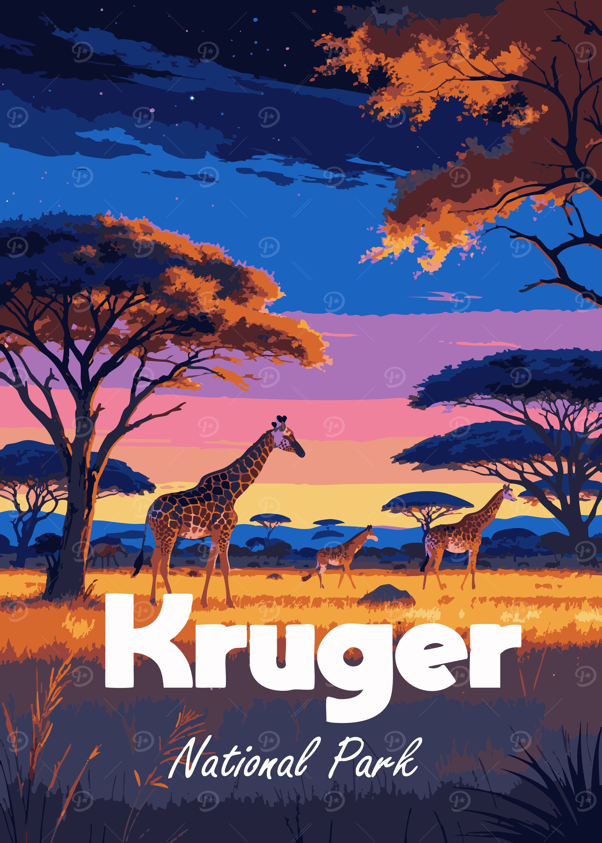 Kruger National Park Giraffe Landscape Art