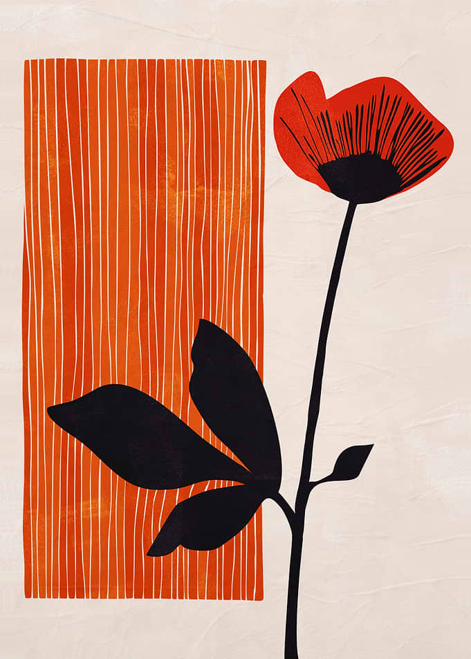 Abstract Floral Art with Geometric Shapes