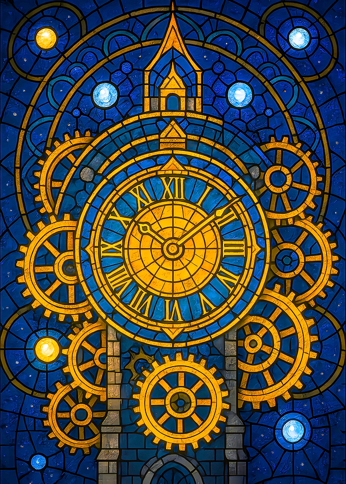 Stained Glass Clockwork Timepiece