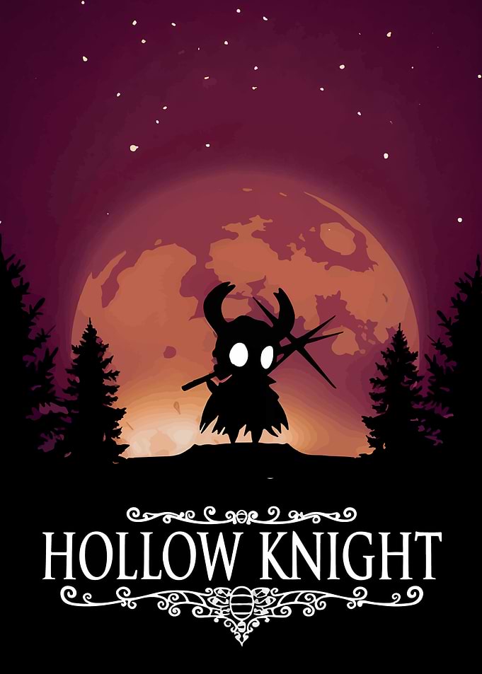 Hollow Knight Silhouette Under Moonlight
