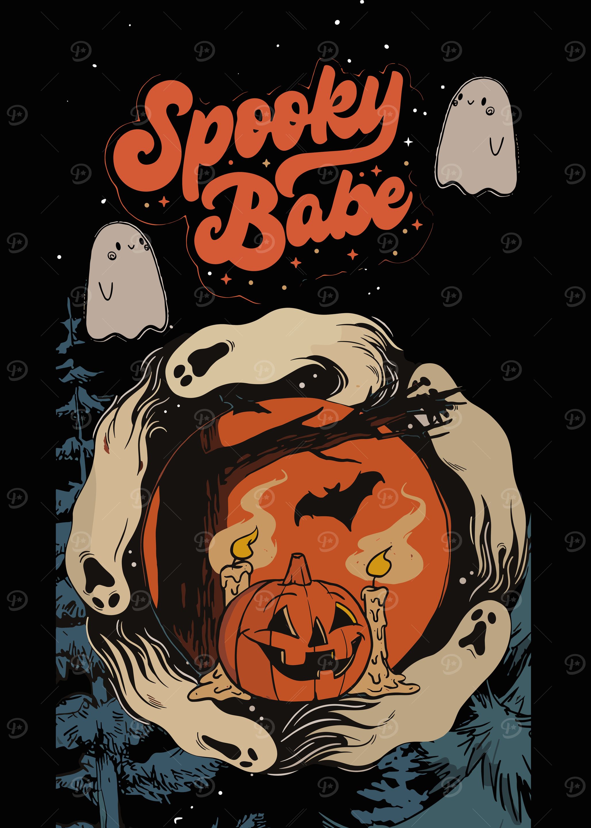 Spooky Babe Halloween Illustration
