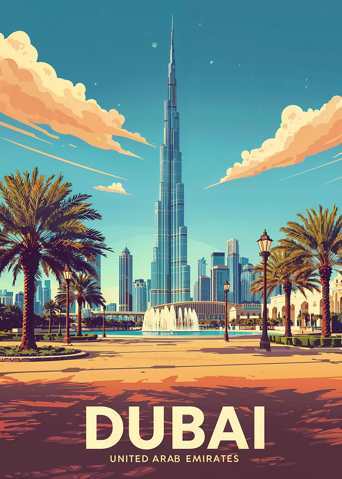 Dubai, United Arab Emirates Travel Poster