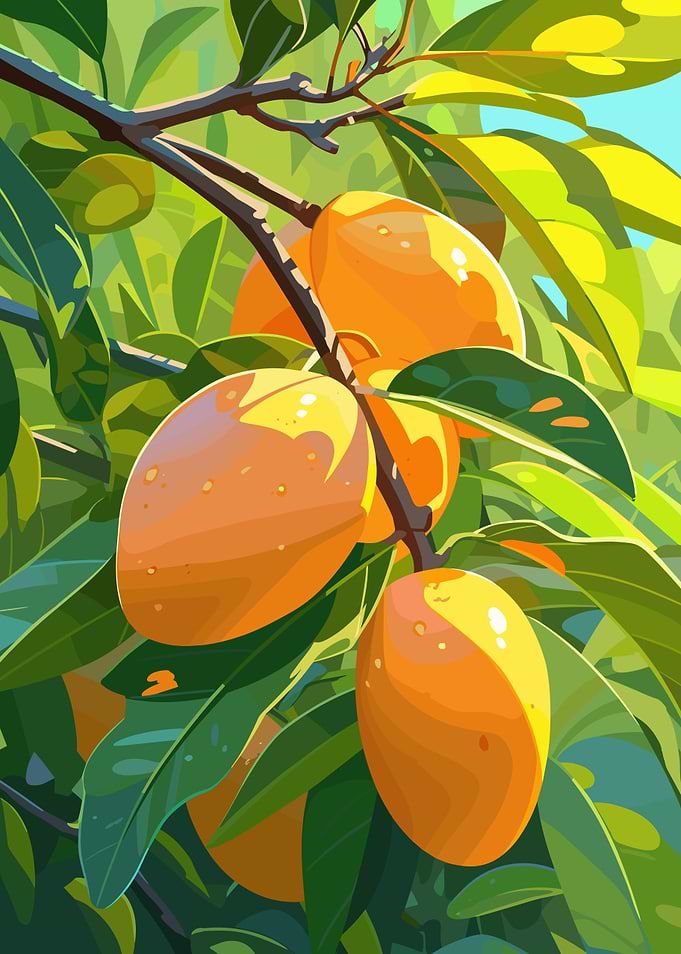 Loquat Fruit Tree Illustration