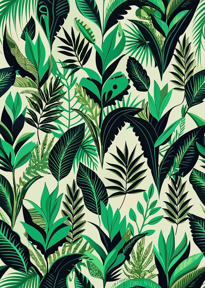 Tropical Green Leaves Pattern