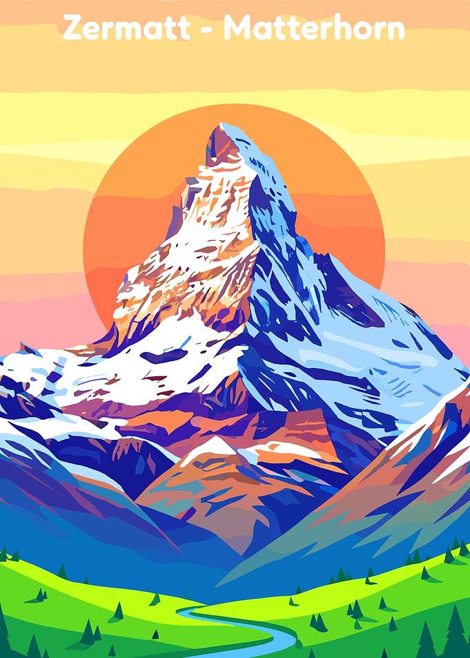 Zermatt Matterhorn Mountain Landscape Art