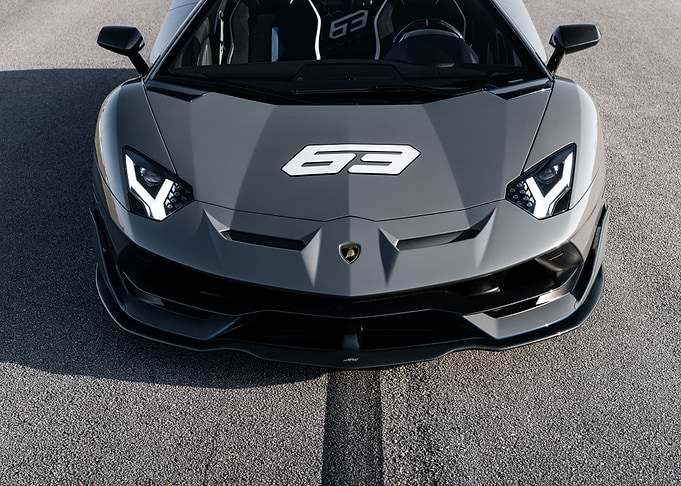 Gray Lamborghini Aventador Front View