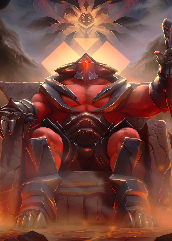 Red Demon King on Stone Throne