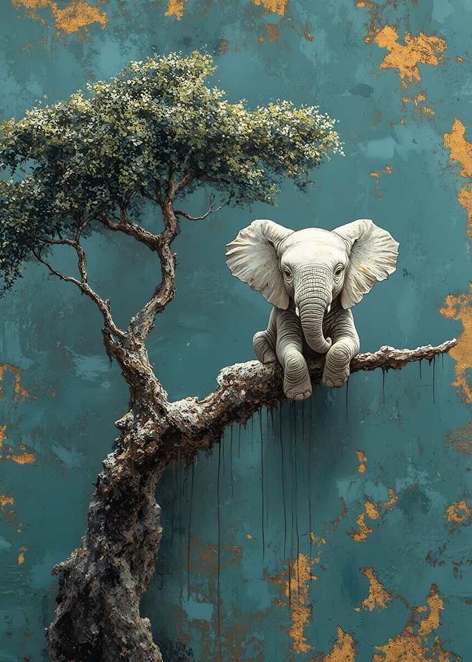 Elephant on a Tree Branch
