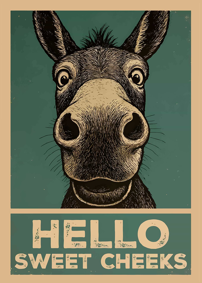 Hello Sweet Cheeks Donkey Art