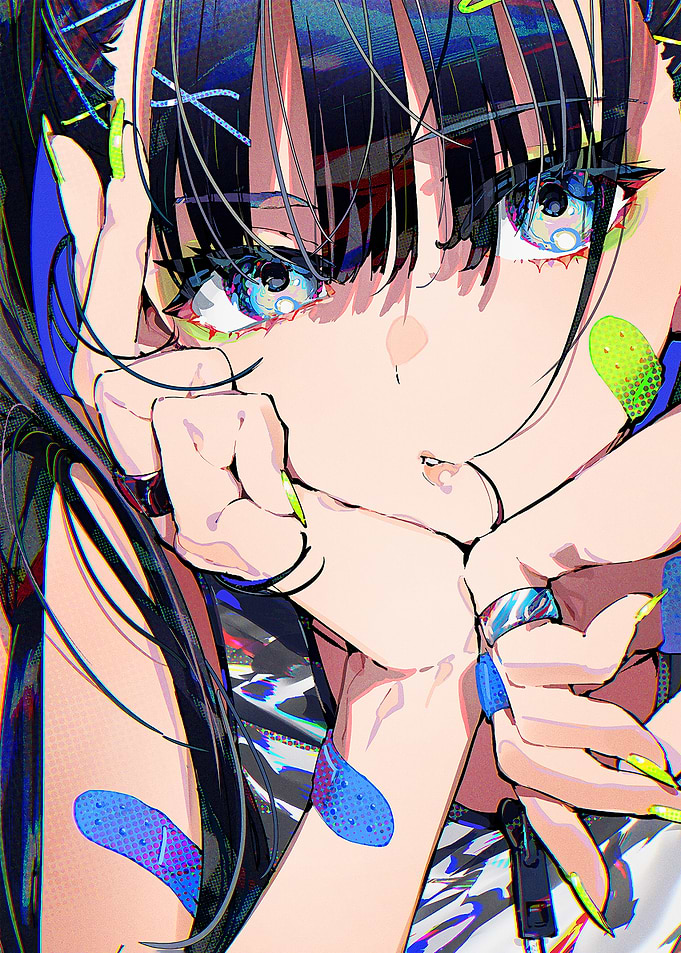 Anime Girl with Bandages and Rings