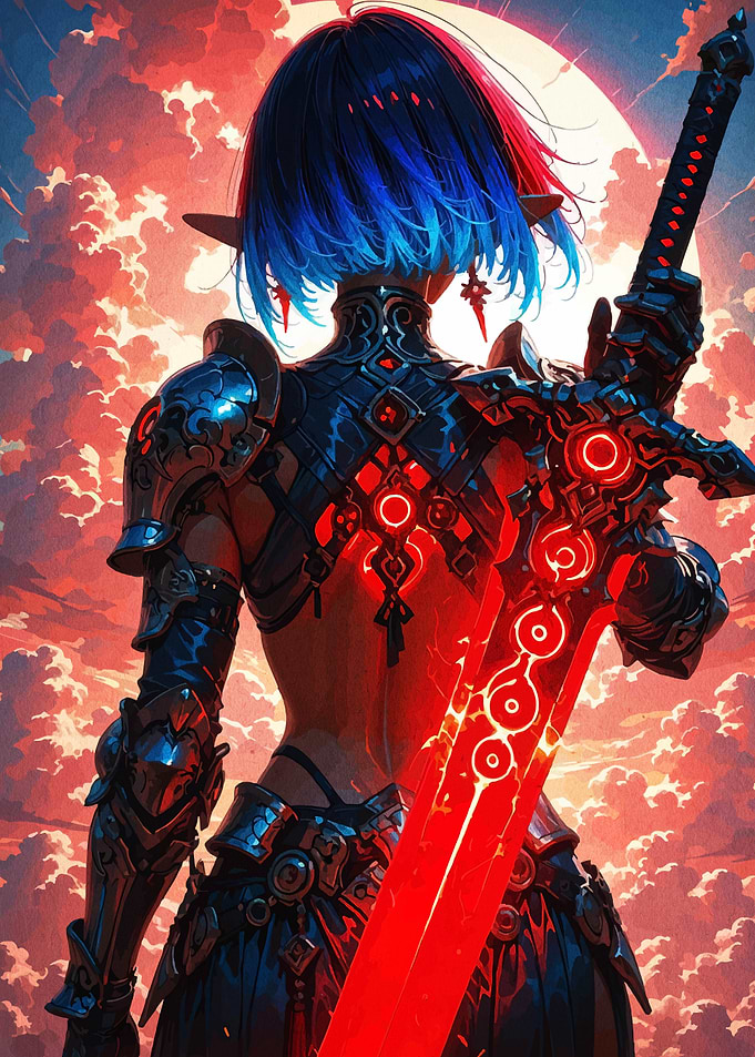 Fantasy Warrior with Glowing Sword