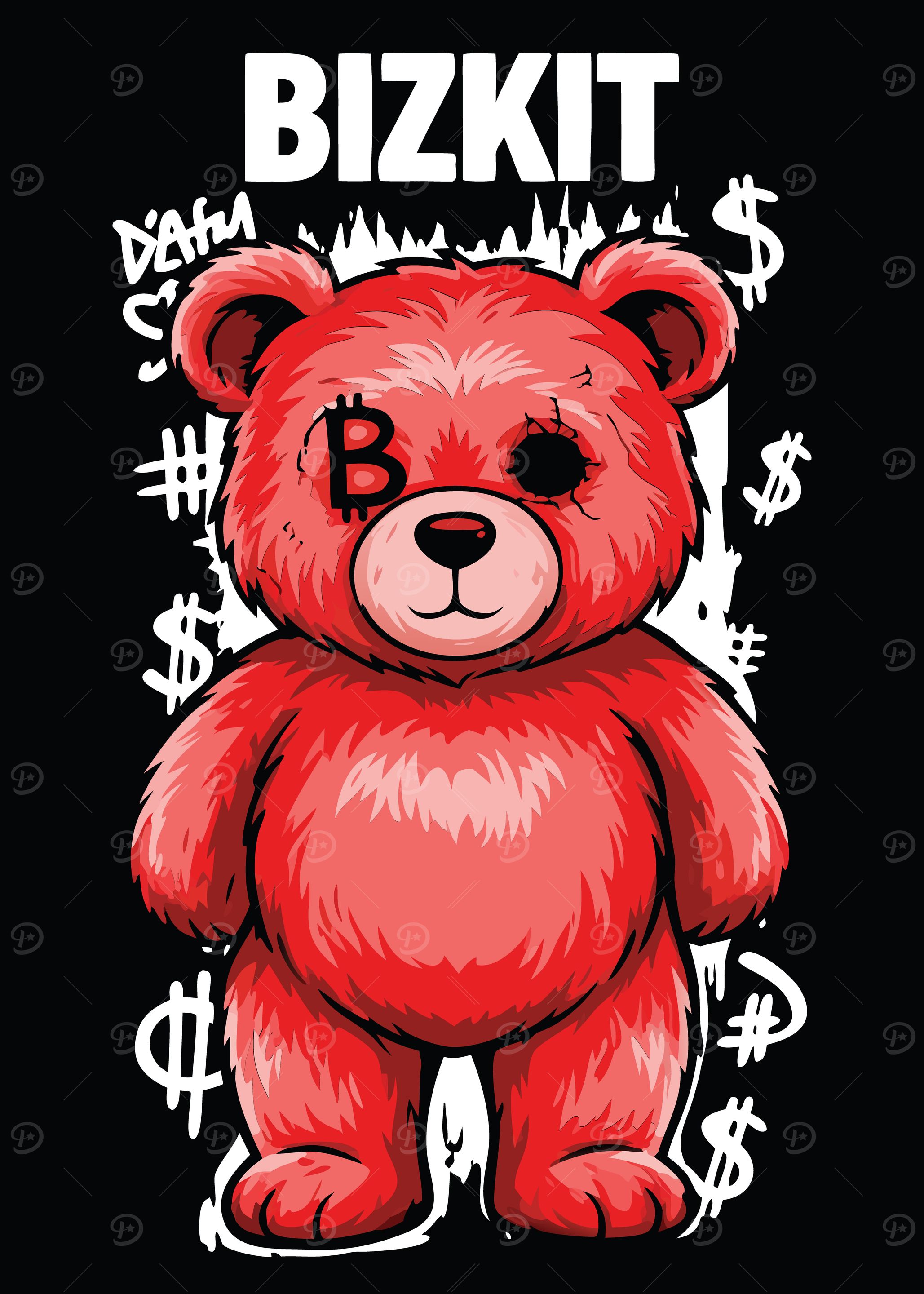 Bizkit Red Teddy Bear Illustration