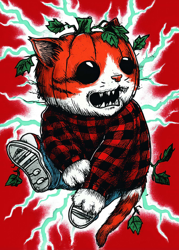 Pumpkin Cat in Flannel