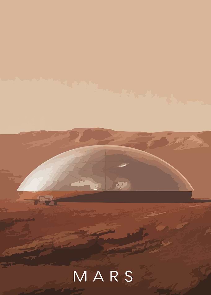 Mars Habitat Minimalist Art