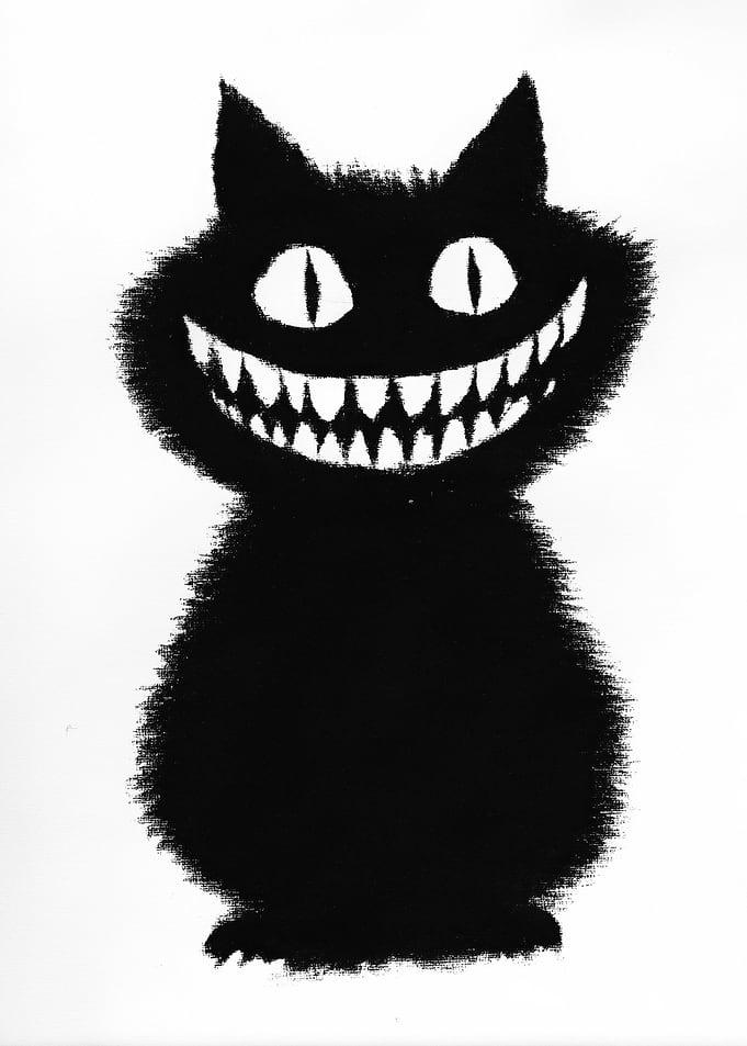 Grinning Black Cat Silhouette