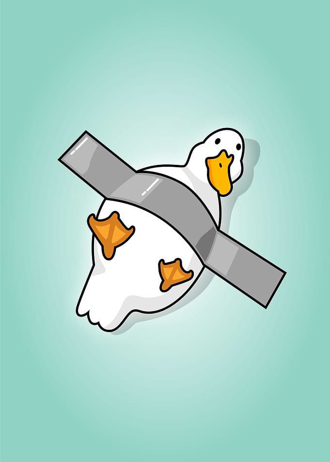 Duct Taped Duck Cartoon Illustration