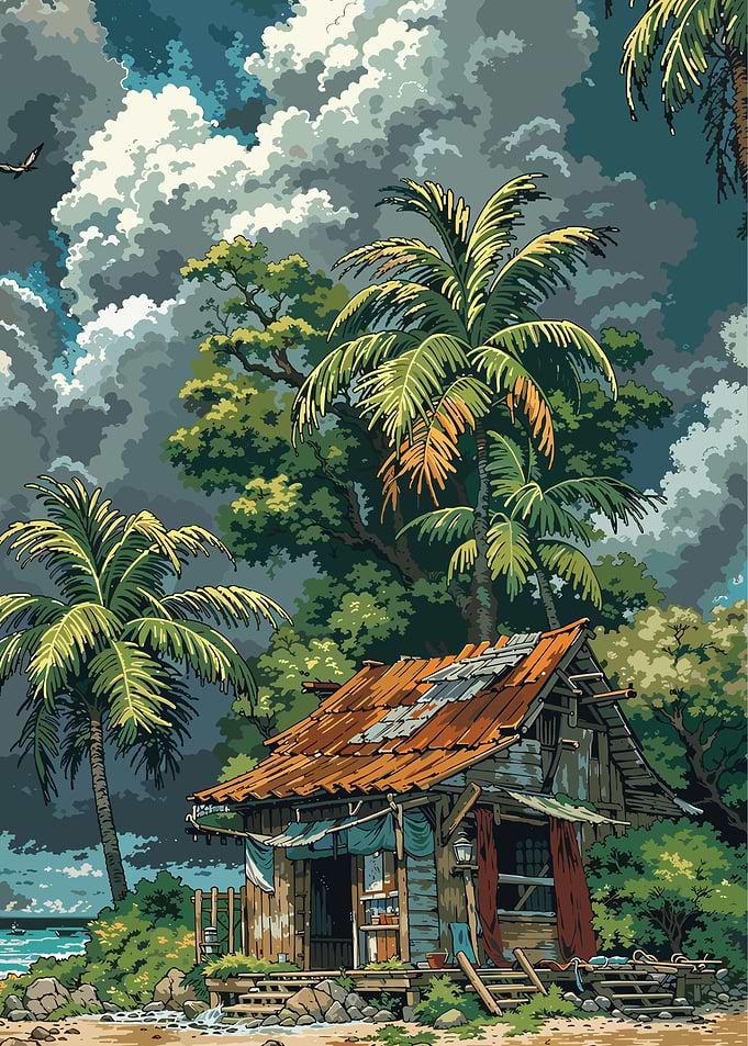 Tropical Hut by the Sea