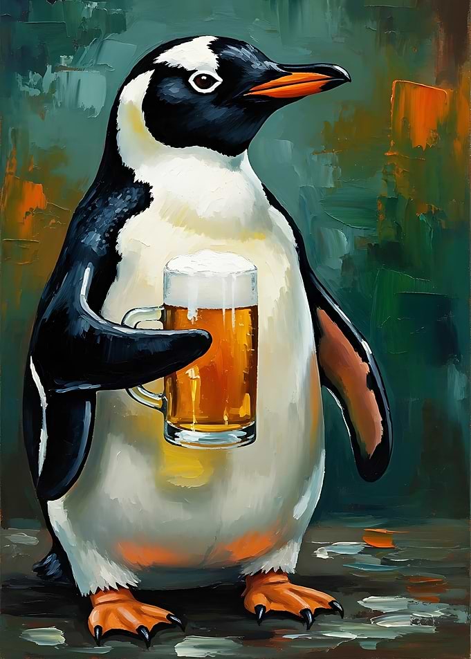 Funny Animals Penguin Painting Posters