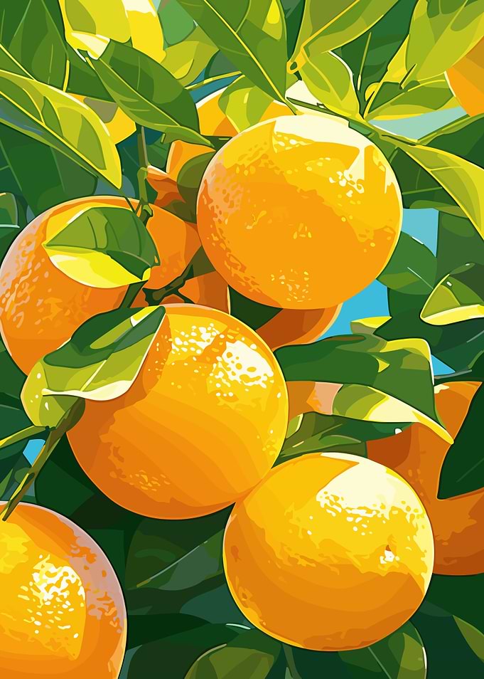 Vibrant Orange Tree with Green Leaves