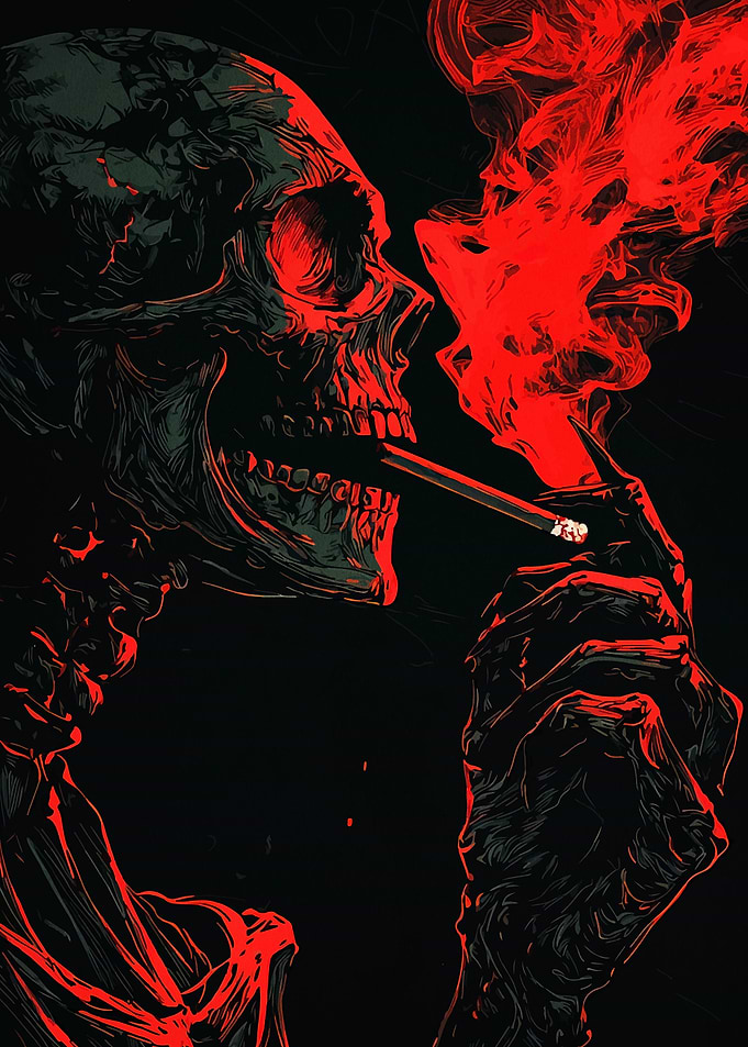 Smoking Skull with Red Smoke