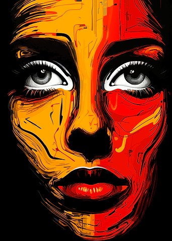 Abstract Portrait: Red and Yellow Face