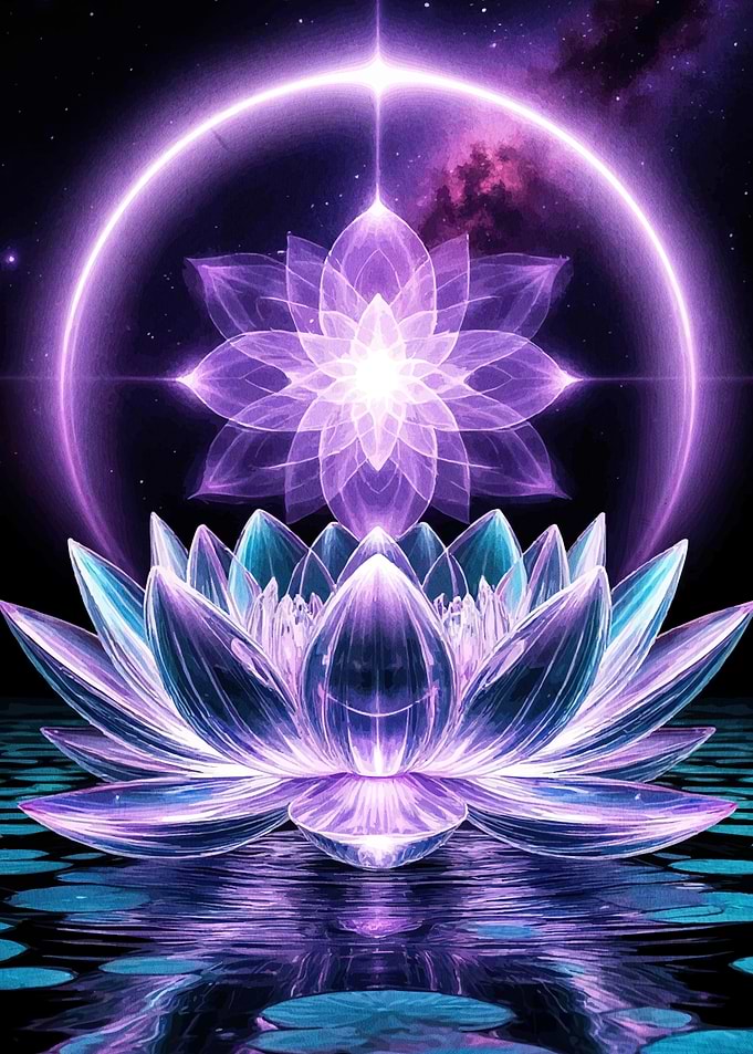 Glowing Lotus Flowers Water