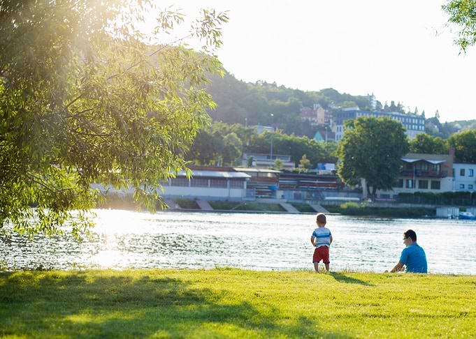 Father and Son by the River