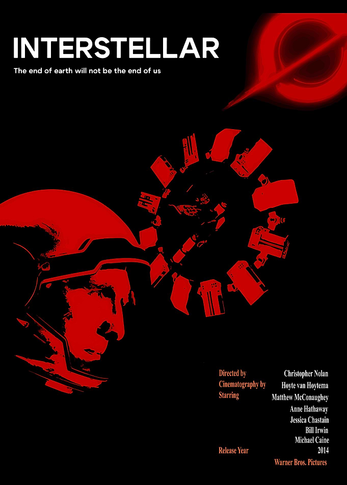 Interstellar Movie Poster Red and Black