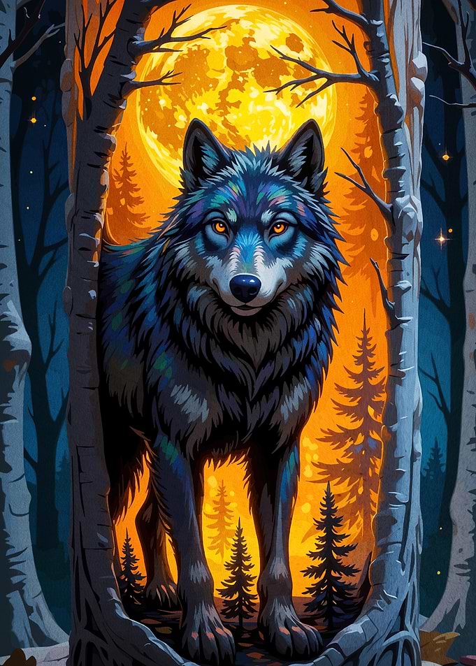 Wolf Forest Full Moon