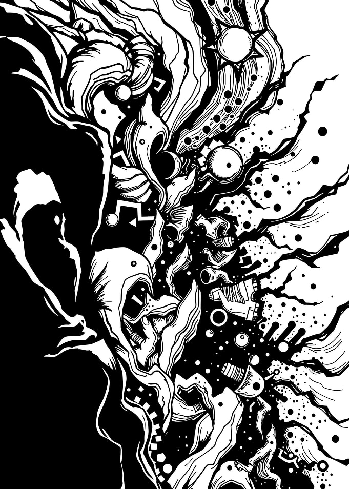 Manga Abstract Figure with Hood