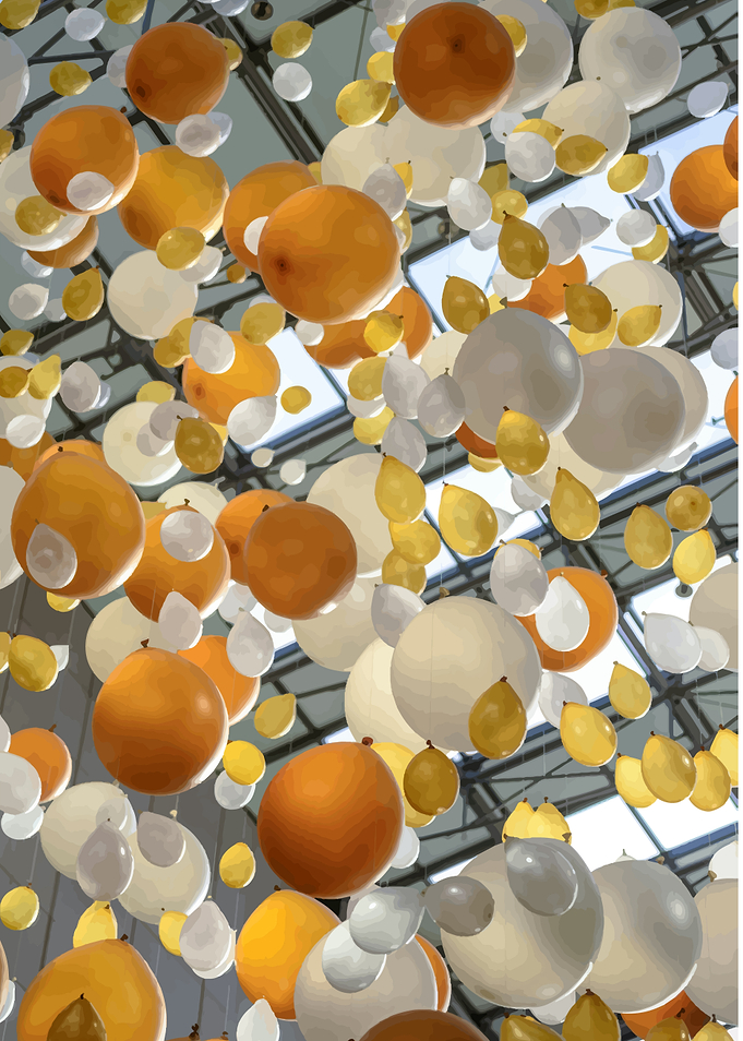 Festive Balloons: Orange, White, and Yellow